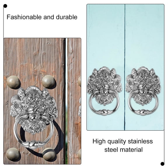 NIAIZEK Lion Head Door Knocker Silver Zinc Alloy Modern Unique Design