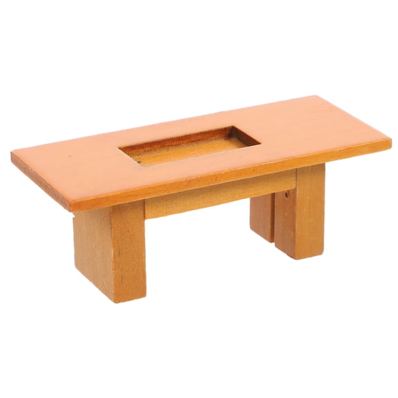 NIAIZEK Dollhouse Furniture Table Wooden Orange 1Pcs for Interior Models