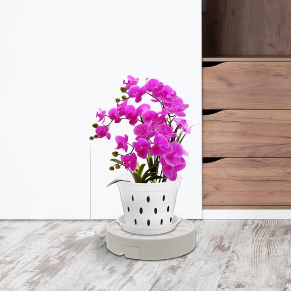 NIAIZEK Beige Plant Saucer Tray with Wheels Removable Water Drawer and Ventilated Drainage