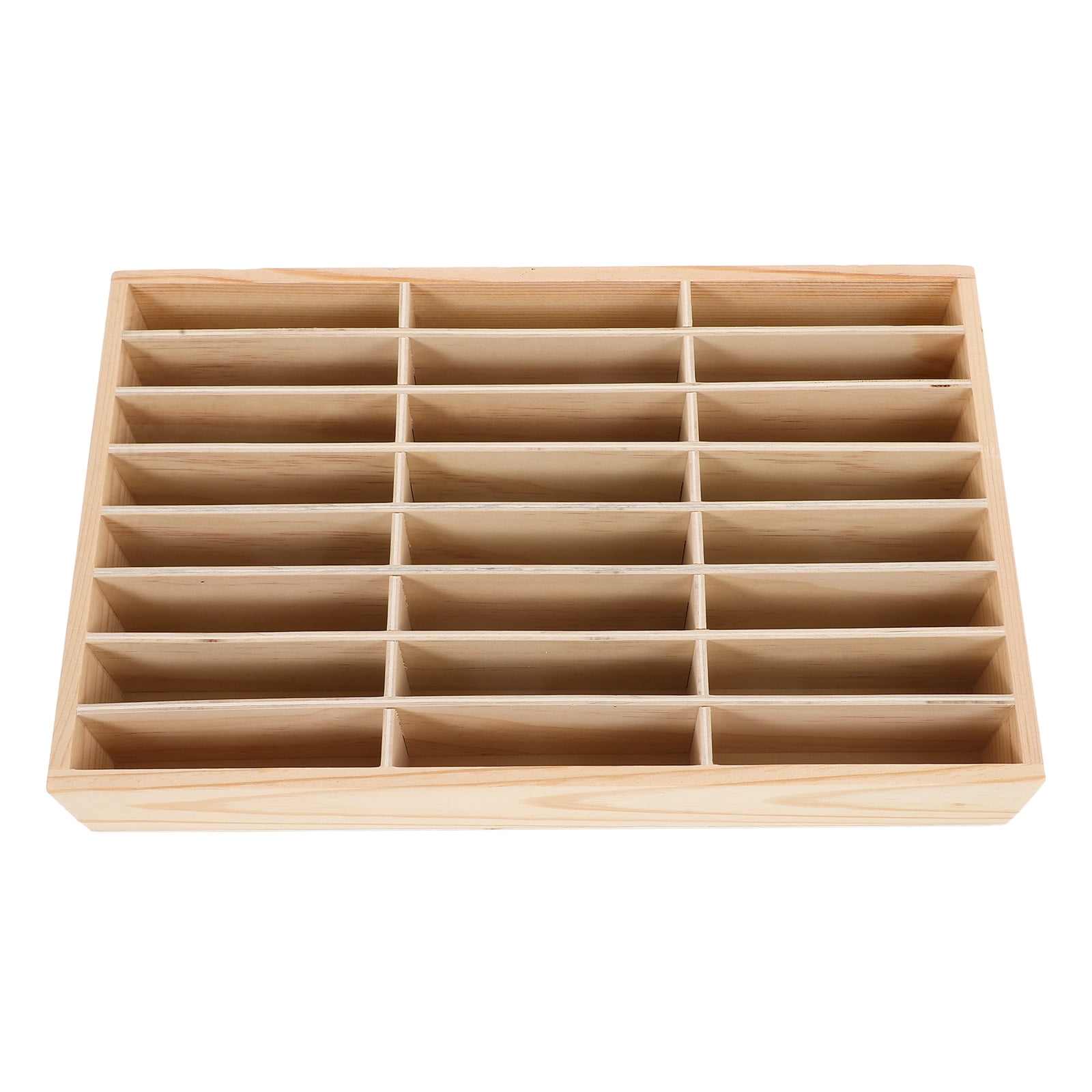 NIAIZEK Beige Multi-Grid Wooden Phone Display Box Organizer for Office and Home Desk Storage
