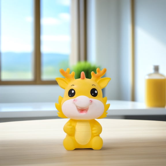 NIAIZEK Yellow Vinyl Money Bank Set with Year of the Dragon Design, Savings Bank, 1 Piece