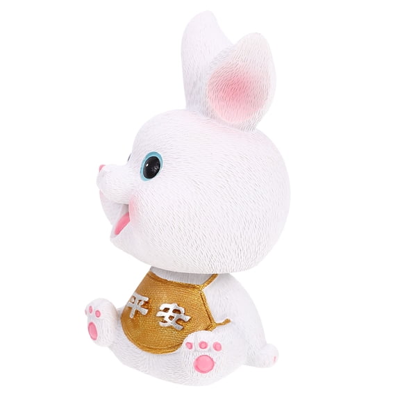 NIAIZEK Multi Colored Resin Head Shaking Bunny Figurine for Car and Home Decoration 4.5 x 3.5 x 6.5 Inches