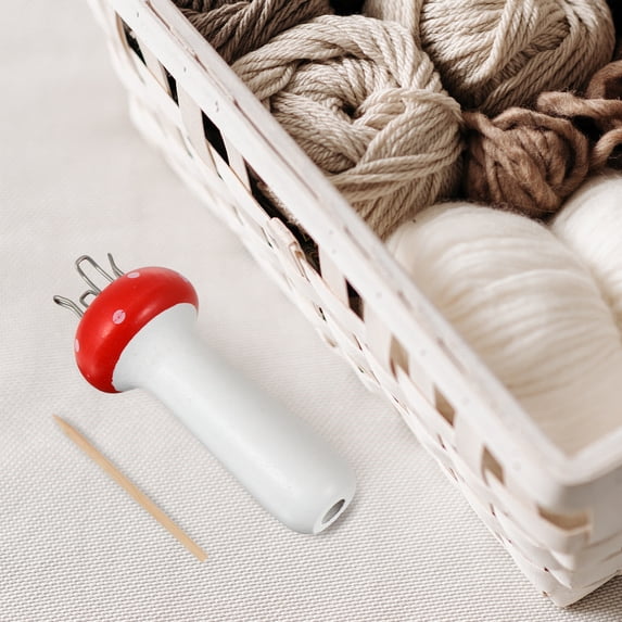 NIAIZEK Mushroom Shaped Yarn Knitter for Wool Projects, Handy French Style Knitting Tool, Compact 4.13x1.57x1.57in