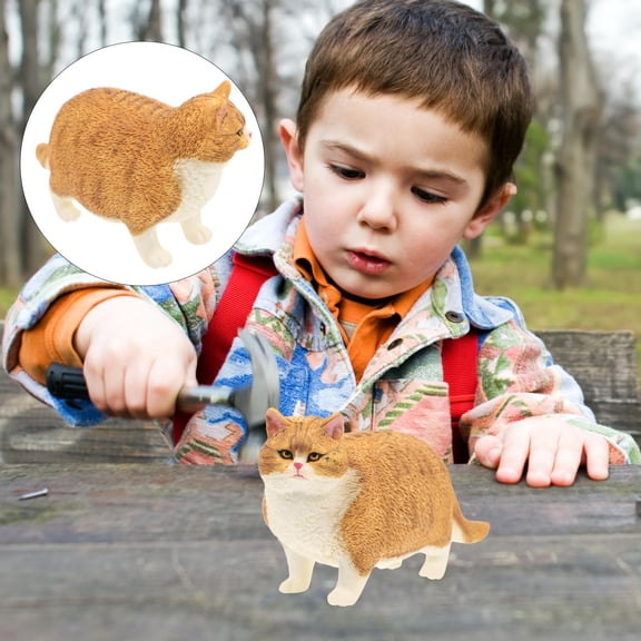 NIAIZEK Short Hair Cat Figurine, Orange Plastic, Realistic Design, Decorative for Room