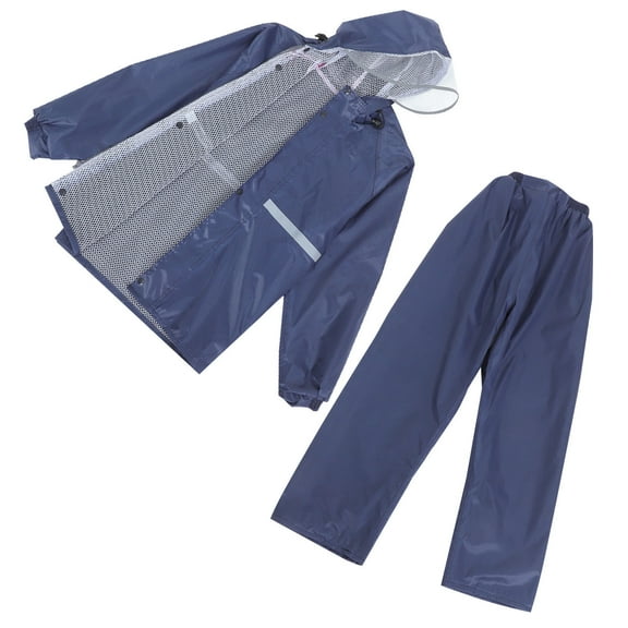 NIAIZEK Unisex Outdoor Navy Raincoat and Pants Set with Reflective Safety Features