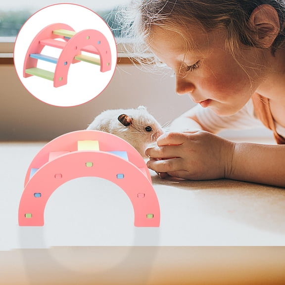 NIAIZEK Pink Plastic Pet Climbing Bridge for Hamster Chinchilla Cage Decoration