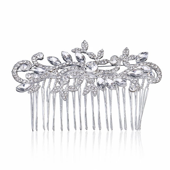 NIAIZEK Stunning Plated Silver Rhinestone Comb for Bridal and Special Occasions