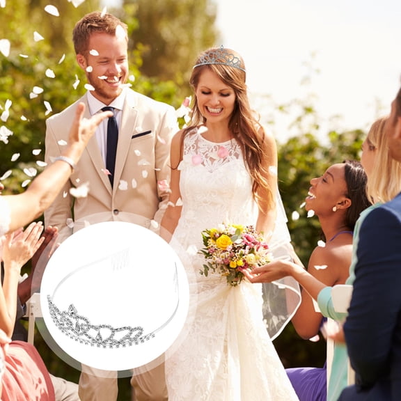 NIAIZEK Bridal Headdress Bridal Tiara Rhinestone Crown Silver Alloy Rhinestones 1Pcs
