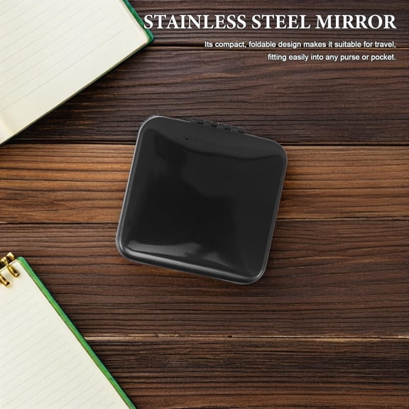 NIAIZEK Black Stainless Steel Double-Sided Travel Makeup Mirror, Portable Compact 3.5 Inch for Salon and Personal Use