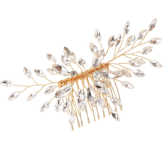 NIAIZEK Fine Hair Comb with Rhinestones, Metal Golden Hair Styling Tool, 1 Pack for Women and Girls