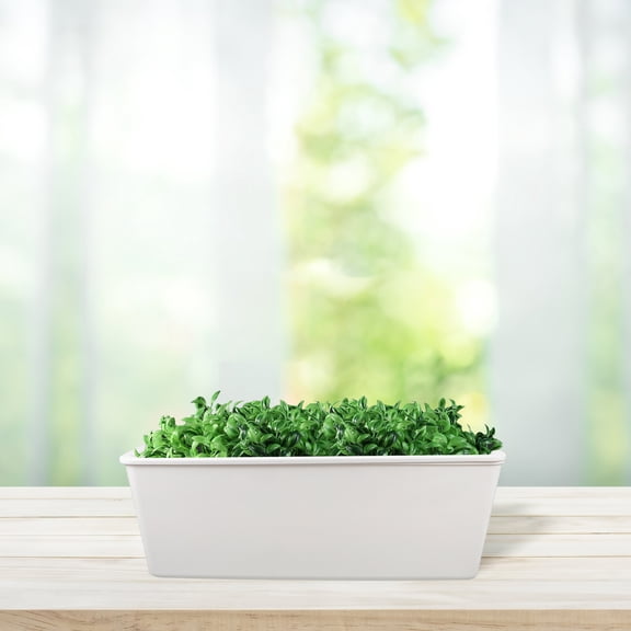 NIAIZEK Beige Plastic Rectangular Planter Box for Outdoor Window Or Balcony Garden with Hanging Bracket