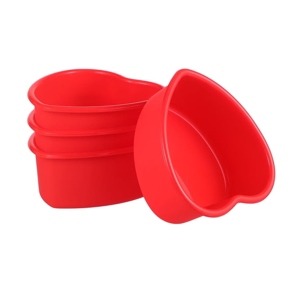 NIAIZEK Red Silicone Heart-Shaped Baking Pans, Set of 4, Non-Stick Molds for Cakes, Chocolates, Puddings, and Desserts