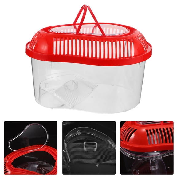 NIAIZEK Red Plastic Small Fish Tank and Reptile Transport Box with Sunbathing Platform