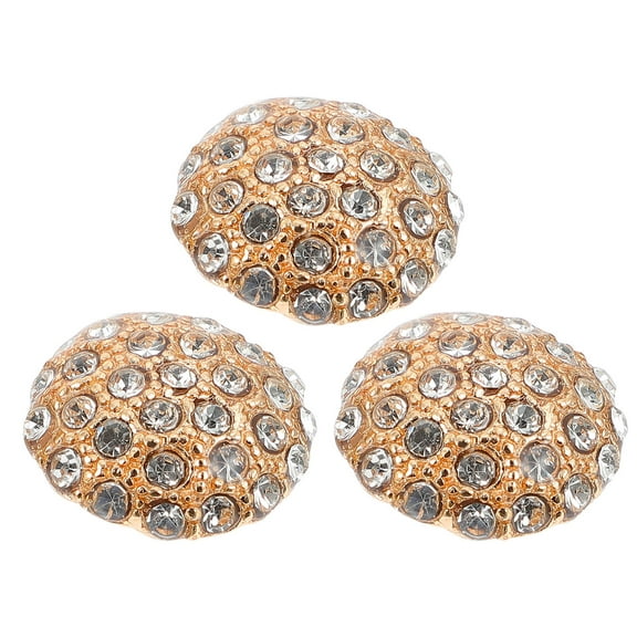 NIAIZEK Set of 3 Golden Crystal Brooch Buttons for Sewing, Coats, Sweaters, and Craft Decoration Accessories