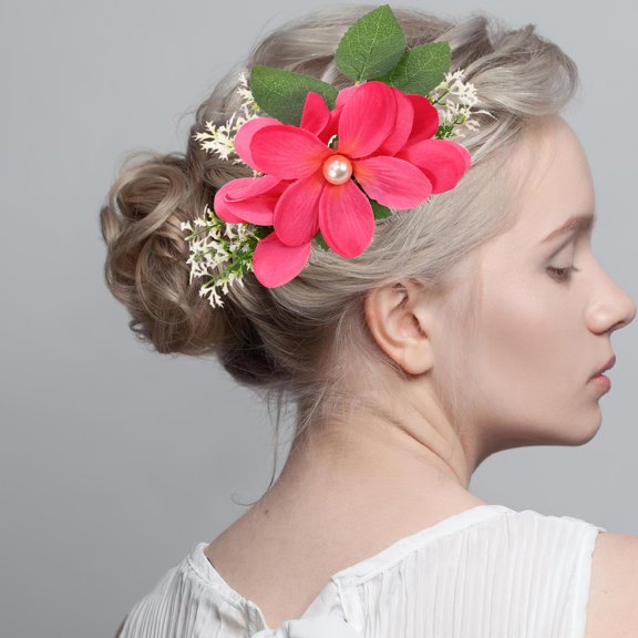 NIAIZEK Rosy Decorative Hair Comb with Artificial Flowers for Wedding and Prom Accessories