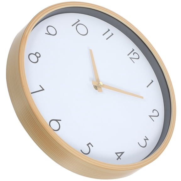 NIAIZEK Simple Round Wall Clock Beige Plastic and Glass Silent Sweep for Home