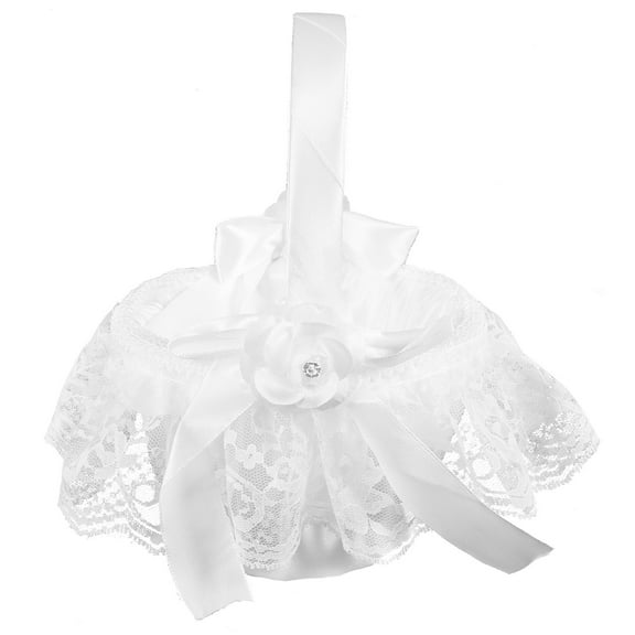 NIAIZEK Handheld White Wedding Flower Basket for Romantic Wedding Celebration