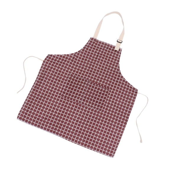 NIAIZEK Serving Apron for Adults in Coffee Cotton Linen with Adjustable Straps and Functional Pockets