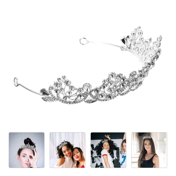 NIAIZEK Wedding Crown Rhinestone Tiara Hair Decoration Silver 1Pcs Women