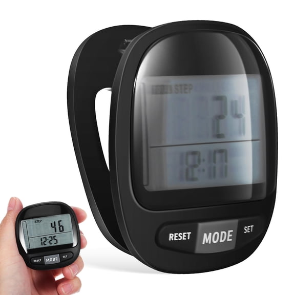 NIAIZEK Simple Black Pedometer Clip on with Large Screen for Walking