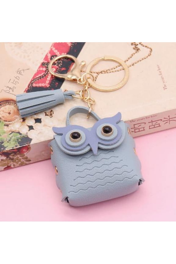 Back to School Animal Bag Keychain Owl Bird Keychain PU 1Pcs Handbag Style Sky-blue Key Attachment For Women
