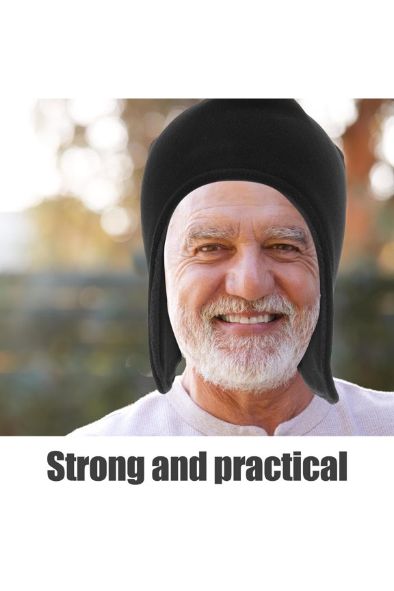 Sleep Beanie Hat Black Soft Fleece Warm Hair Cap for Comfortable Night Wear