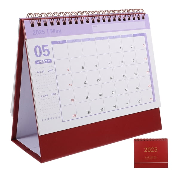 NIAIZEK Decorative Red Office Standing Desk Calendar Manual Date Change Spiral Design