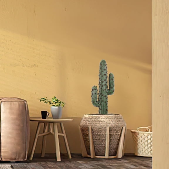 NIAIZEK Artificial Green Cactus Sculpture Lightweight Plastic Indoor Decor for Bedroom Living Room