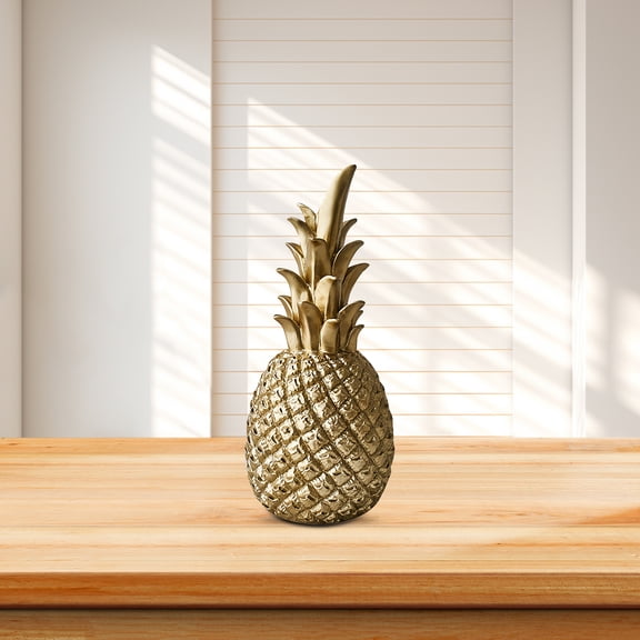 NIAIZEK Small Golden Creative Modern Resin Pineapple Shaped Ornament Home Desktop Wedding Decor Durable Non fading Gift for Friends(1.97X1.97X5.91in)
