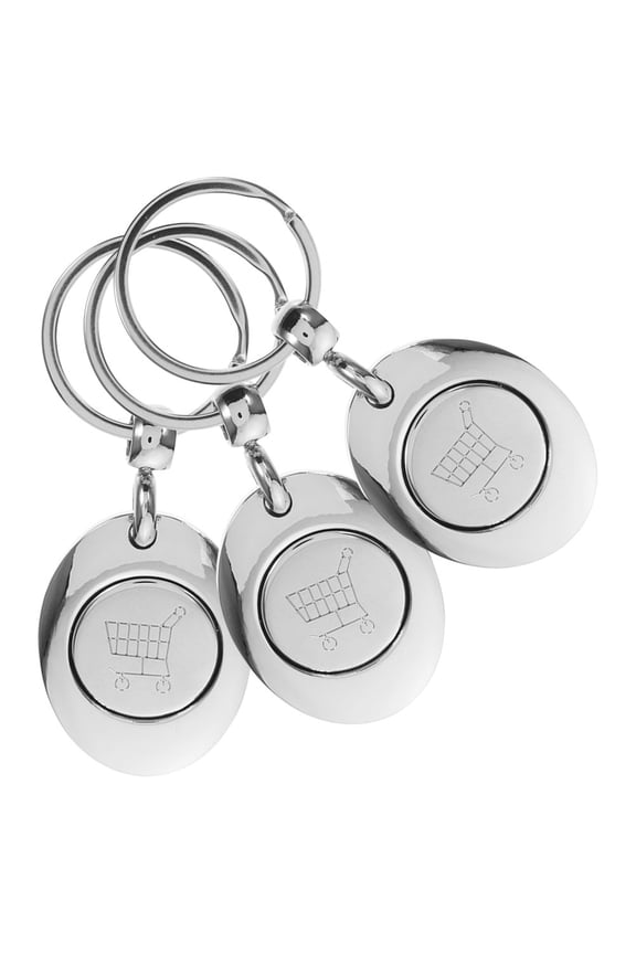 3Pcs Zinc Alloy Metal Shopping Trolley Token Keyring Lightweight and Practical