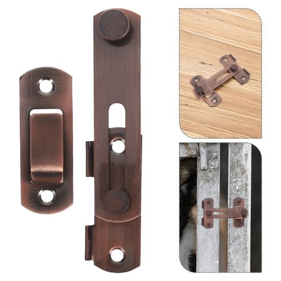 NIAIZEK Portable Slide Bolt Lock for Gate Use Dark Brown Stainless Steel Fence Lock