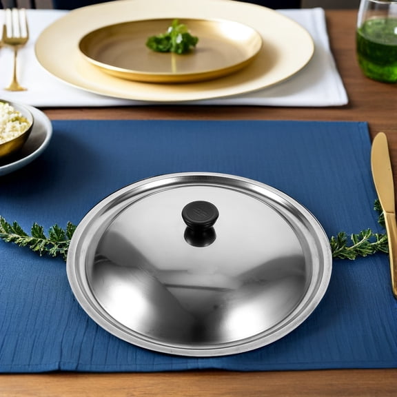 NIAIZEK Stainless steel anti splash wok lid replacement round frying pan cover heatproof for home kitchen cooking(10.24X10.24X1.77in)
