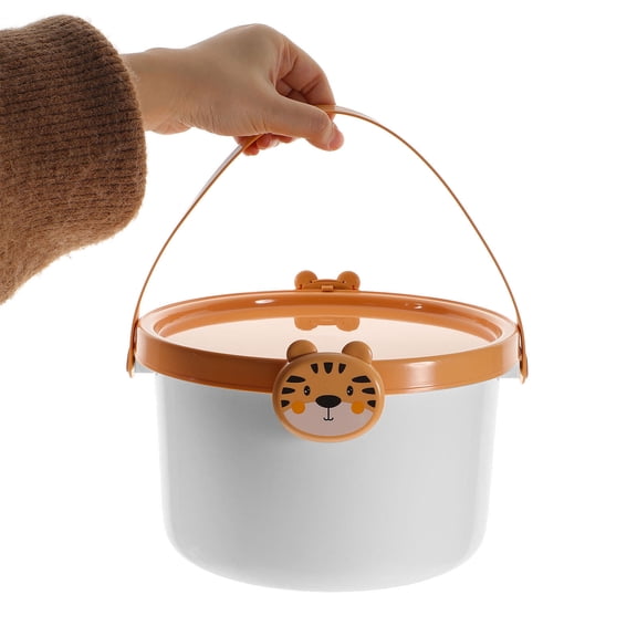 NIAIZEK Storage Bucket Toy Bin With Lid Yellow Plastic 1Pack