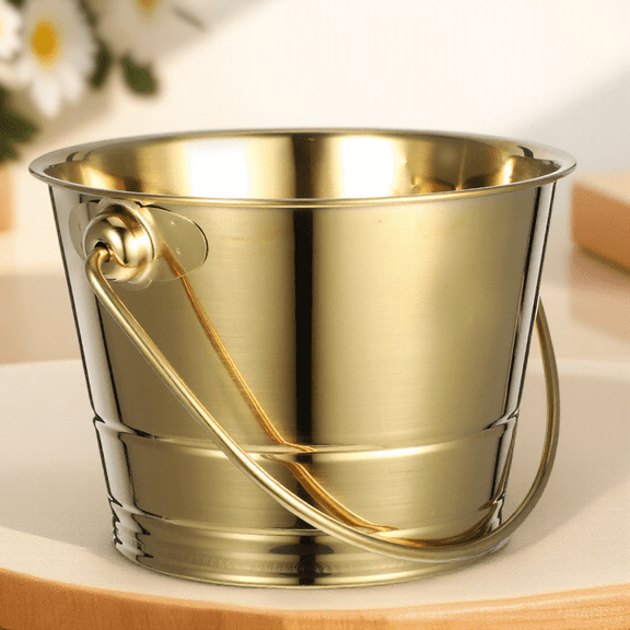 NIAIZEK Stainless Steel Ice Cube Bucket for Bar Beer and Wine Cooling in Golden