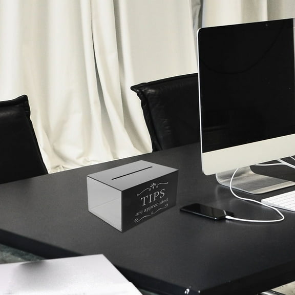 NIAIZEK Large Capacity Acrylic Tip Storage Box with Lock, Black Organizer for Salon and Bar Use