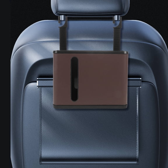 NIAIZEK Light Brown Car Storage Box with Tissue Holder and Trash Container for Rear Seat