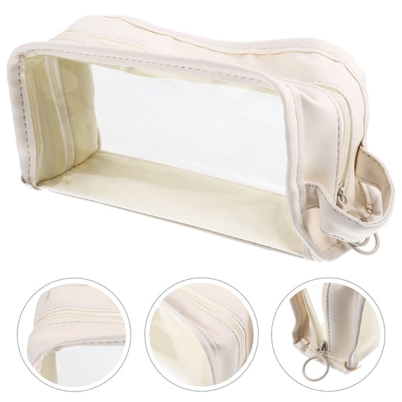 NIAIZEK Clear Travel Pouch White Spacious Cosmetic Bag for Airplane Travel Essentials