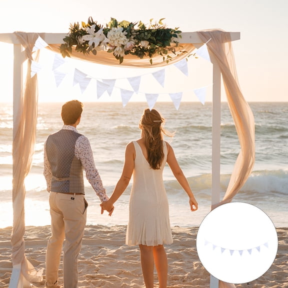 NIAIZEK White Triangle Wedding Banner, Decorative Hanging Banner for Party, Home, and Event Display