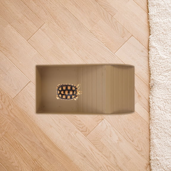 NIAIZEK Light Brown Turtle Bathing Tub Water Dish Multifunctional Turtle Pool and Feeding Dish for Reptile Tanks