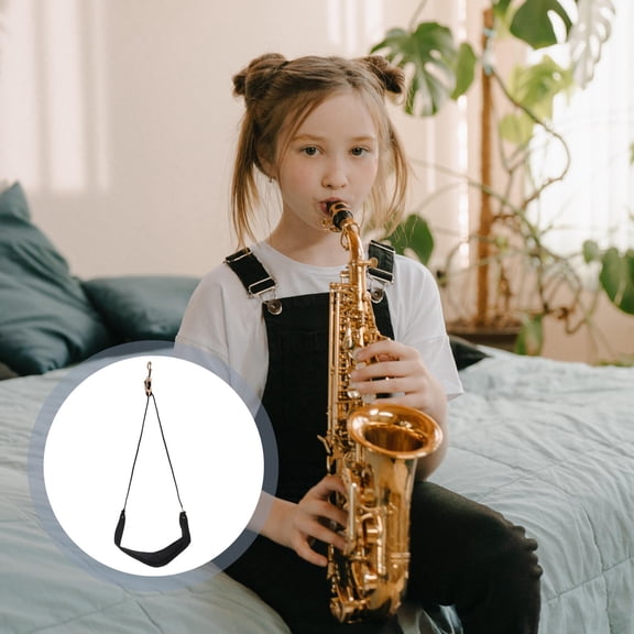 NIAIZEK Adjustable Black Saxophone Neck Strap Single Shoulder Design for Alto and High Saxophones
