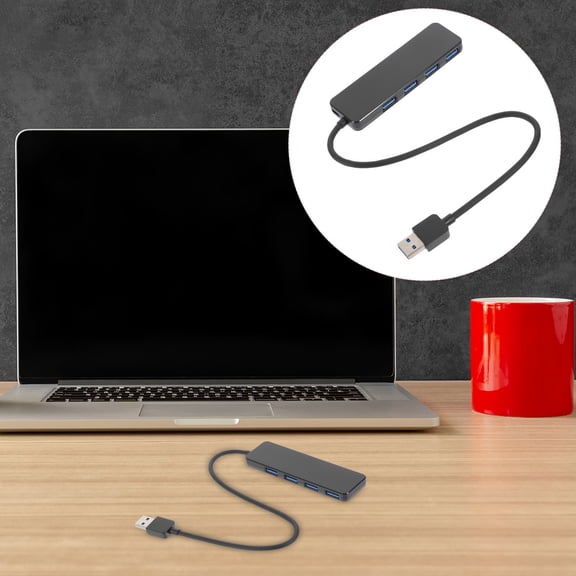 NIAIZEK USB Hub 4-in-1 Adapter for Computer, ABS Material, Black, Compatible with PC and Laptop