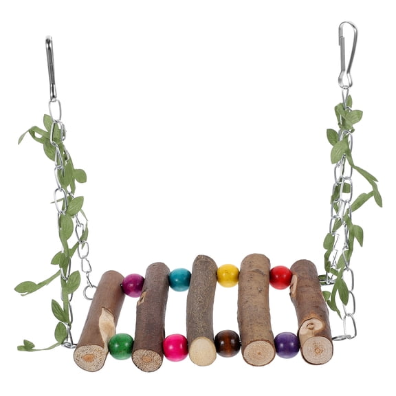 NIAIZEK Fresh Style Parrot Swing Wood Multi-colored 1 Set for Pet Owners