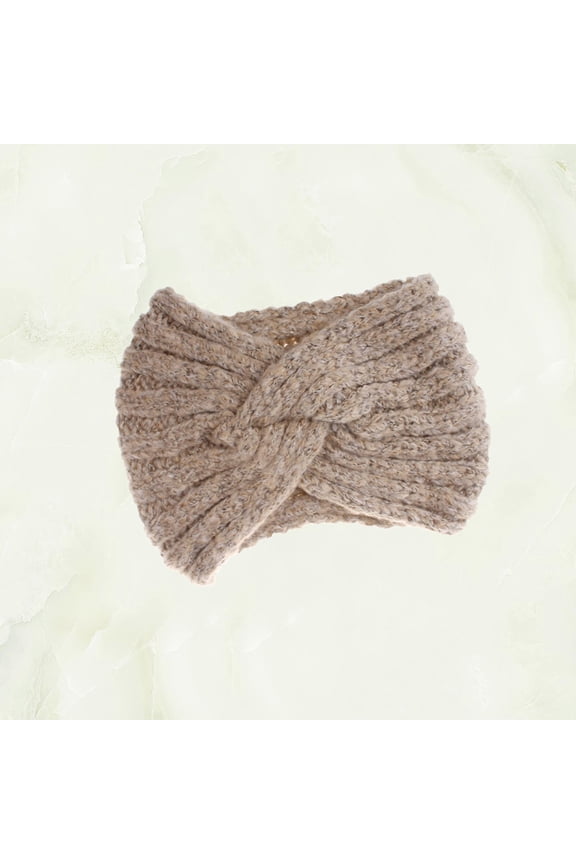 Fashionable Beige Woolen Yarn Headband Knitted Cross Hair Hoop