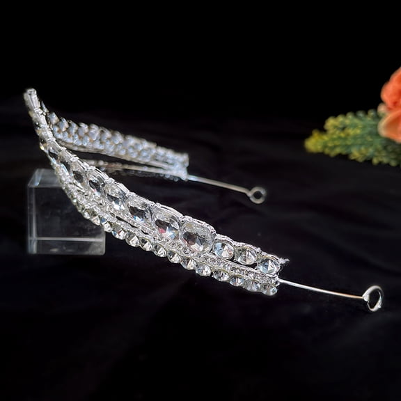 NIAIZEK Wedding Bride Rhinestone Tiara Plated Silver Crown Headpiece for Bridal Celebration