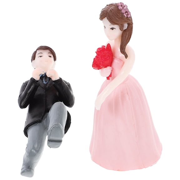 NIAIZEK Wedding Couple Dolls Elegant Decoration Gray 1 Set