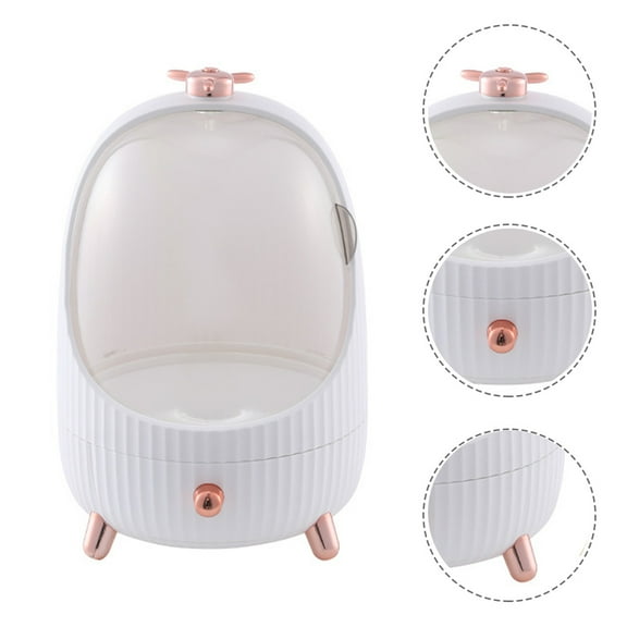 NIAIZEK White Makeup Organizer LED Mirror Light Storage Case with Large Capacity for Cosmetics