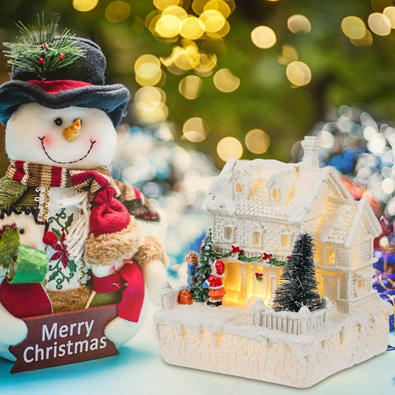 NIAIZEK White Mini Christmas House Resin Decoration 3.5x3.5x5.5 Inches Perfect for Holiday Party and Home Decor