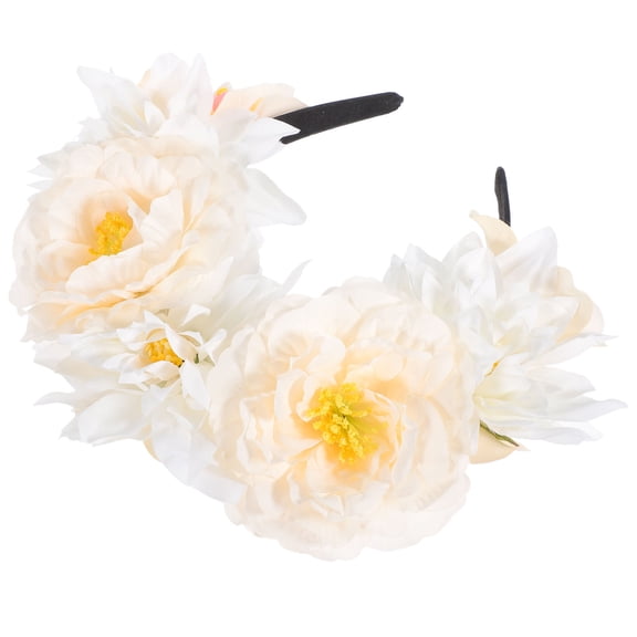 NIAIZEK Prom and Tea Party Floral Headband White Peony Hair Accessory