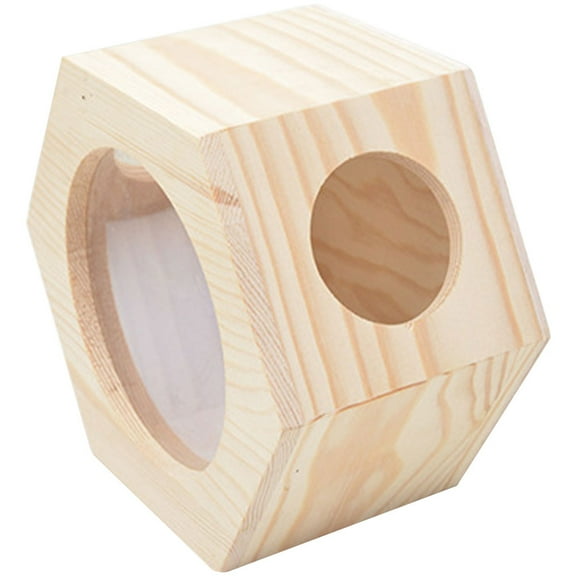 NIAIZEK Beige Wooden Hamster Castle Multi Layer Small Pet Hut for Rats Chinchillas Activities