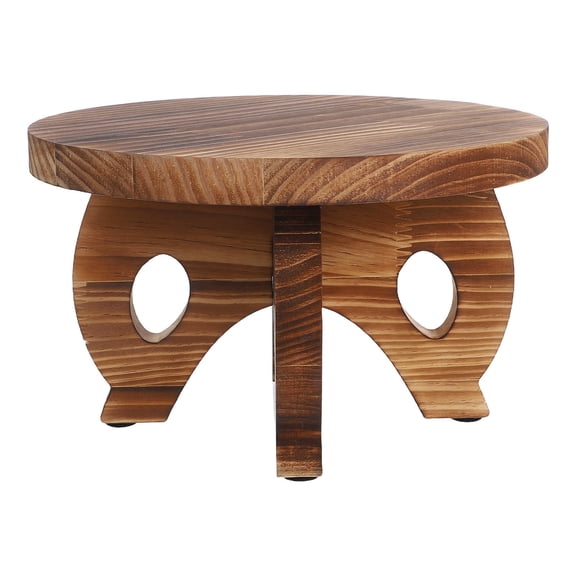 NIAIZEK Round Wooden Plant Stand for Home Decor, Brown Pedestal Display Riser for Indoor Outdoor Use
